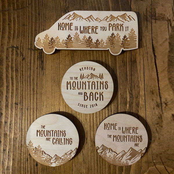 Van Life Mountain Wooden Sticker Bundle