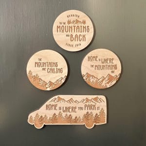 Van Life Mountain Wooden Magnet Bundle