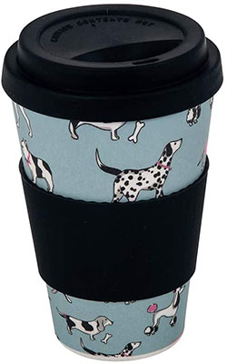 bamboo travel mugs are perfect gifts for outdoor lovers and this one with a dog design and silicone sleeve is ideal!