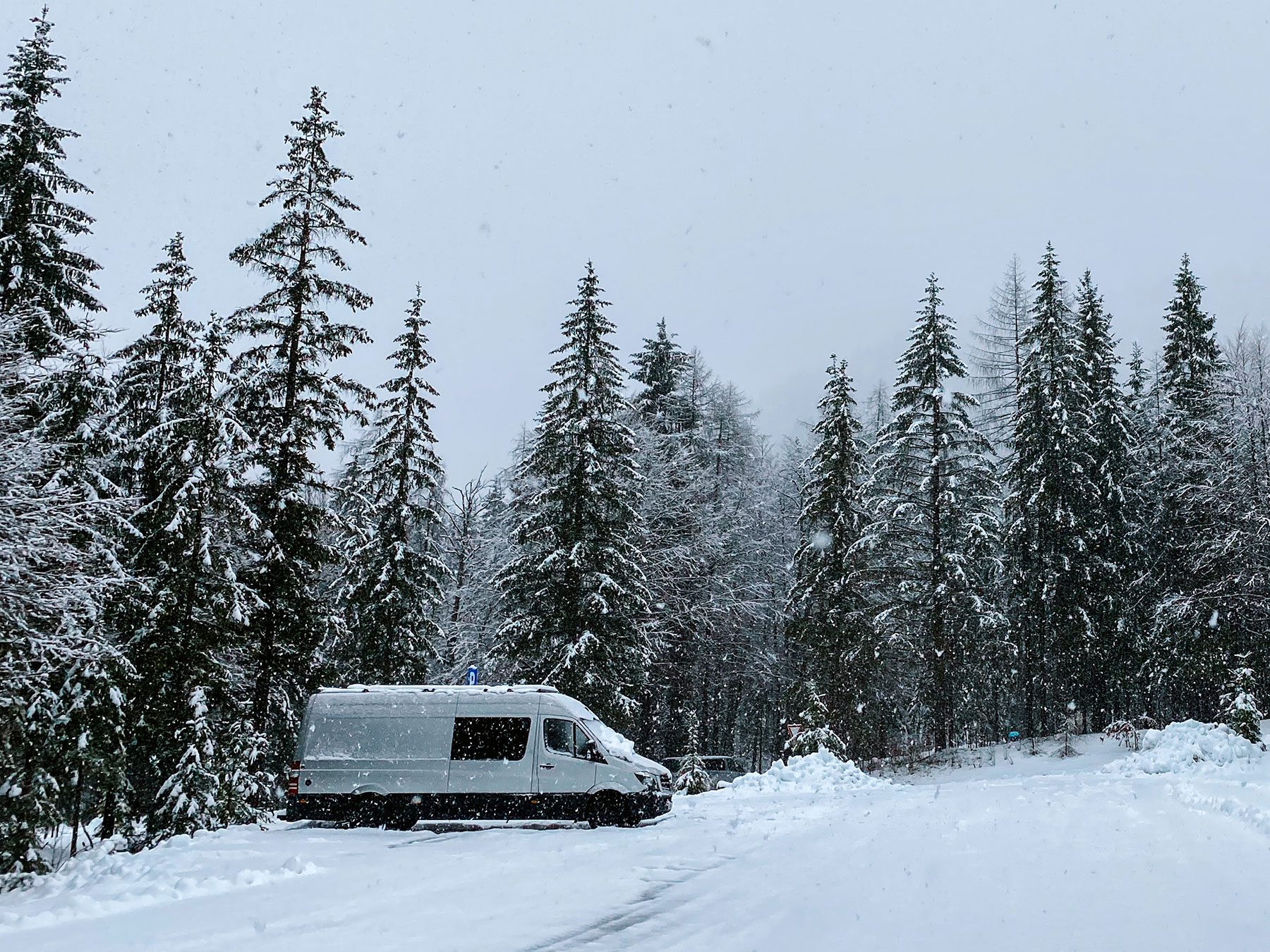 Winter van life: Camper van in the snow